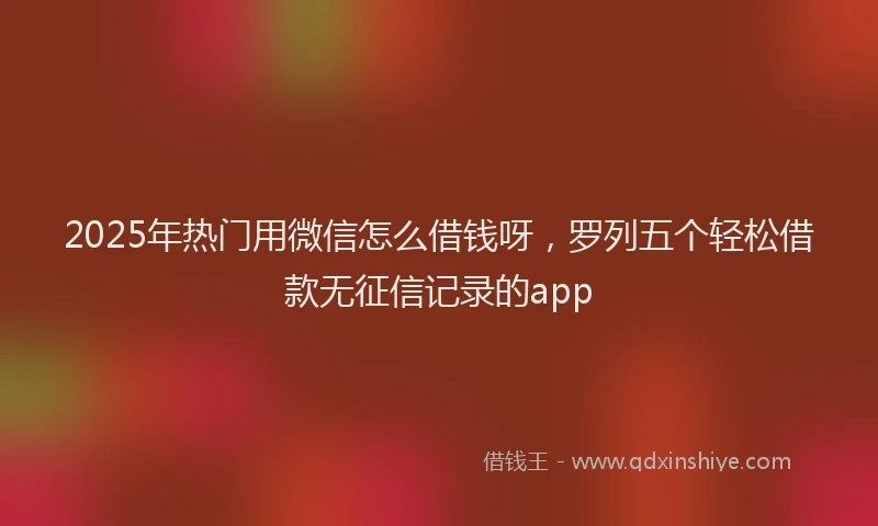 2025年热门用微信怎么借钱呀，罗列五个轻松借款无征信记录的app