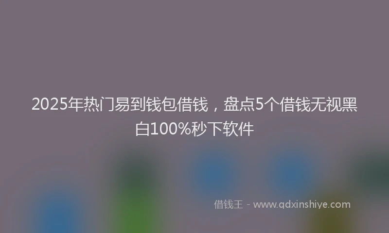 2025年热门易到钱包借钱，盘点5个借钱无视黑白100%秒下软件