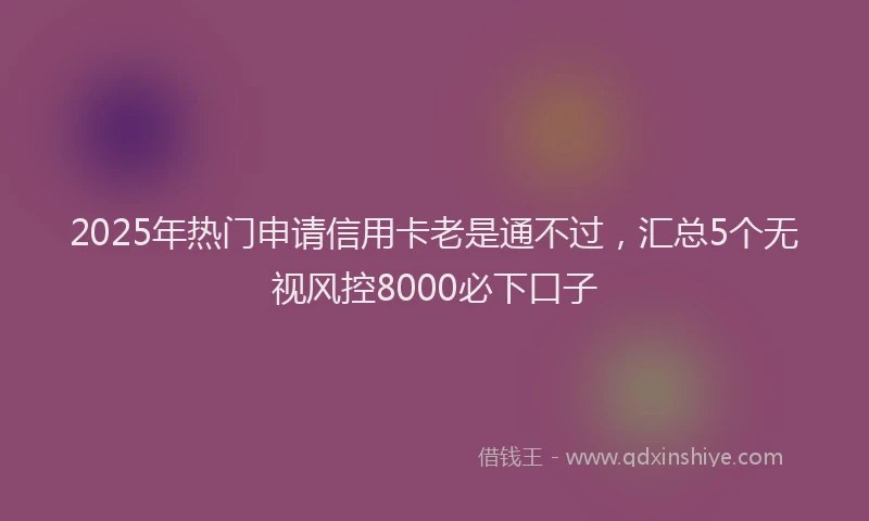 2025年热门申请信用卡老是通不过，汇总5个无视风控8000必下口子