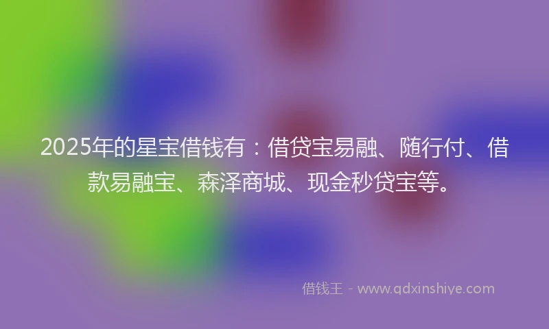 2025年的星宝借钱有：借贷宝易融、随行付、借款易融宝、森泽商城、现金秒贷宝等。