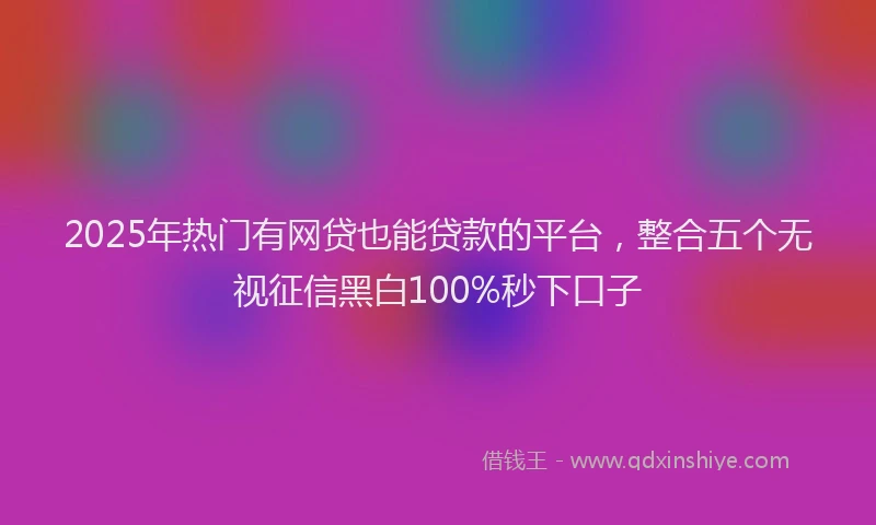 2025年热门有网贷也能贷款的平台，整合五个无视征信黑白100%秒下口子
