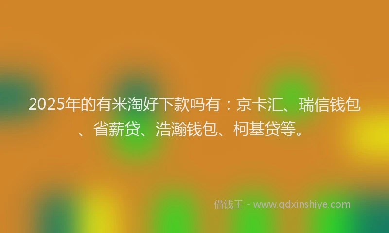 2025年的有米淘好下款吗有：京卡汇、瑞信钱包、省薪贷、浩瀚钱包、柯基贷等。