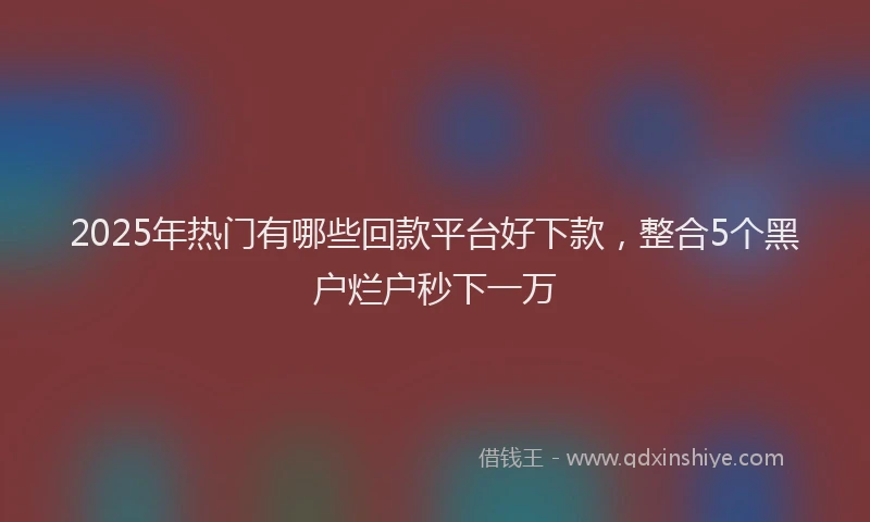 2025年热门有哪些回款平台好下款，整合5个黑户烂户秒下一万