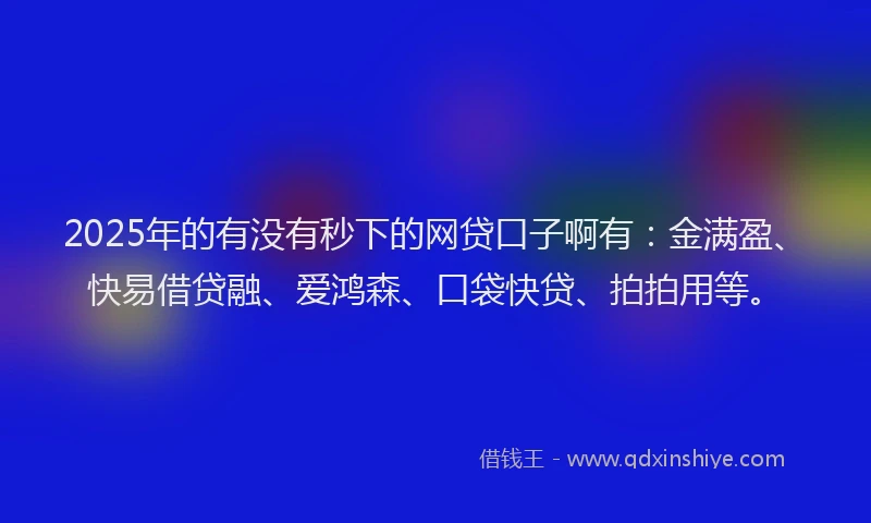 2025年的有没有秒下的网贷口子啊有：金满盈、快易借贷融、爱鸿森、口袋快贷、拍拍用等。