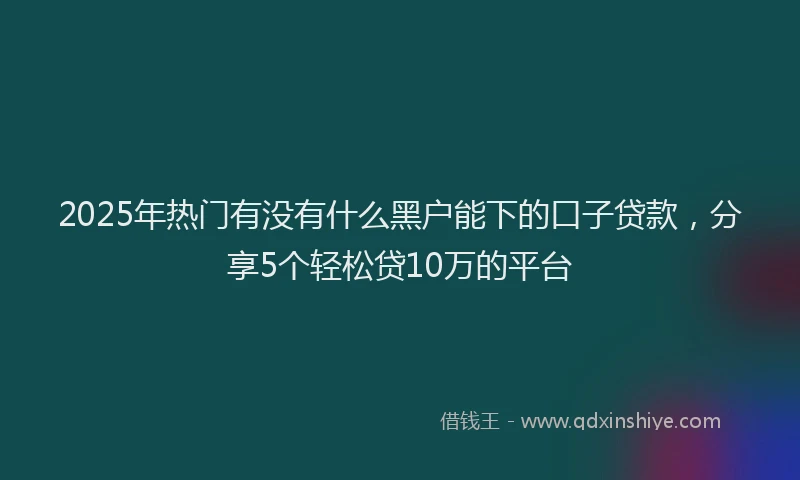2025年热门有没有什么黑户能下的口子贷款，分享5个轻松贷10万的平台