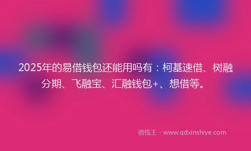 2025年的易借钱包还能用吗有：柯基速借、树融分期、飞融宝、汇融钱包+、想借等。