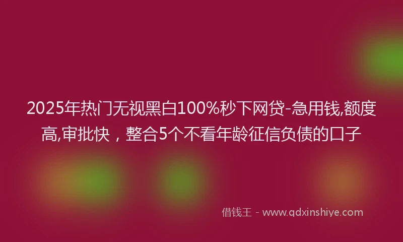 2025年热门无视黑白100%秒下网贷-急用钱,额度高,审批快，整合5个不看年龄征信负债的口子