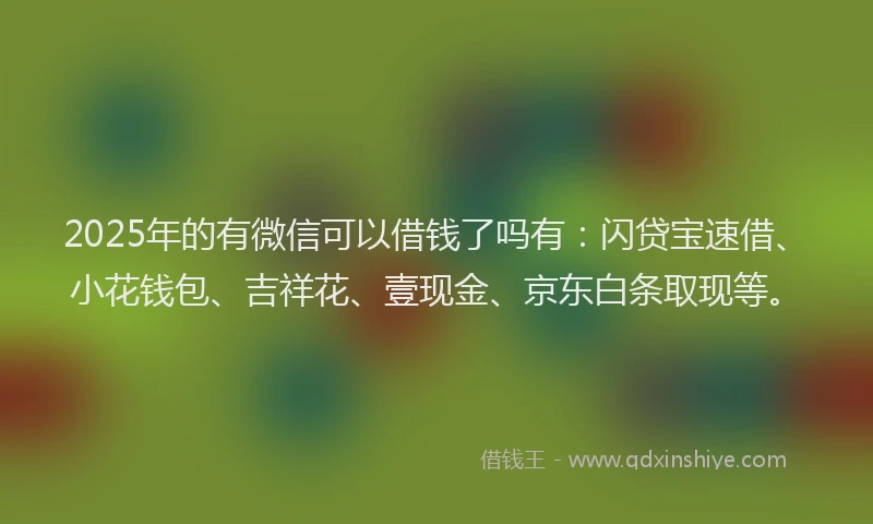 2025年的有微信可以借钱了吗有：闪贷宝速借、小花钱包、吉祥花、壹现金、京东白条取现等。