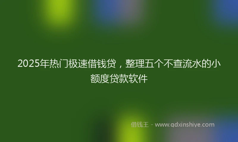 2025年热门极速借钱贷，整理五个不查流水的小额度贷款软件