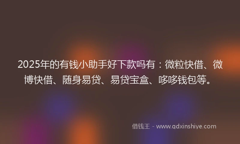 2025年的有钱小助手好下款吗有：微粒快借、微博快借、随身易贷、易贷宝盒、哆哆钱包等。