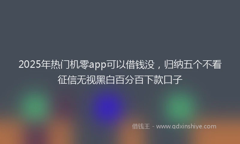 2025年热门机零app可以借钱没，归纳五个不看征信无视黑白百分百下款口子