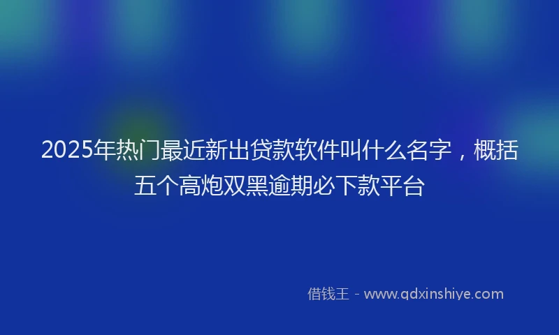 2025年热门最近新出贷款软件叫什么名字，概括五个高炮双黑逾期必下款平台