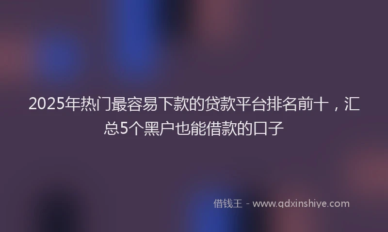 2025年热门最容易下款的贷款平台排名前十，汇总5个黑户也能借款的口子