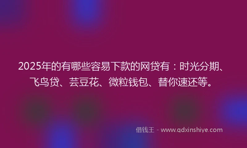 2025年的有哪些容易下款的网贷有：时光分期、飞鸟贷、芸豆花、微粒钱包、替你速还等。