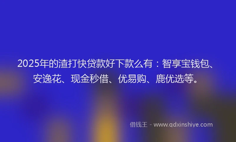 2025年的渣打快贷款好下款么有：智享宝钱包、安逸花、现金秒借、优易购、鹿优选等。