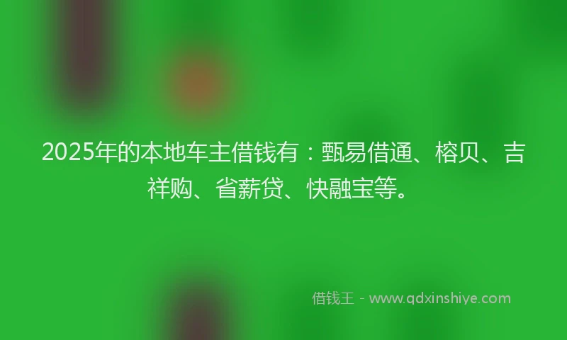 2025年的本地车主借钱有：甄易借通、榕贝、吉祥购、省薪贷、快融宝等。