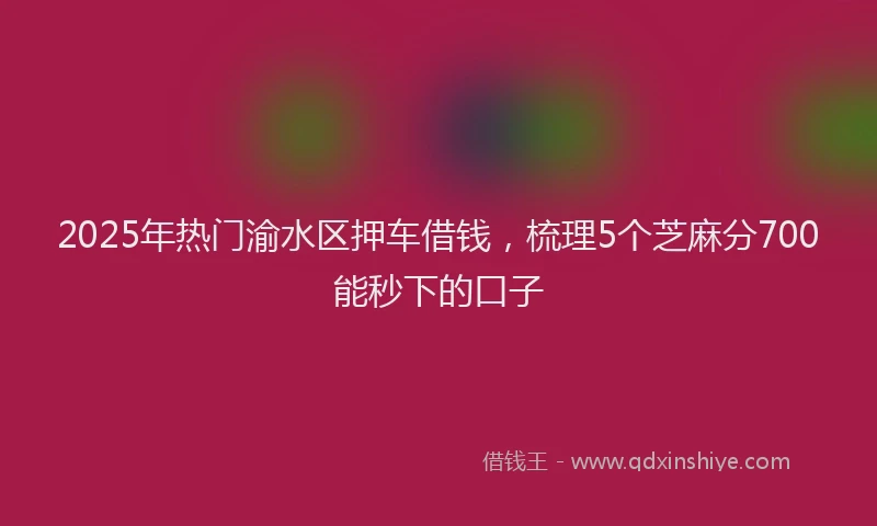 2025年热门渝水区押车借钱，梳理5个芝麻分700能秒下的口子