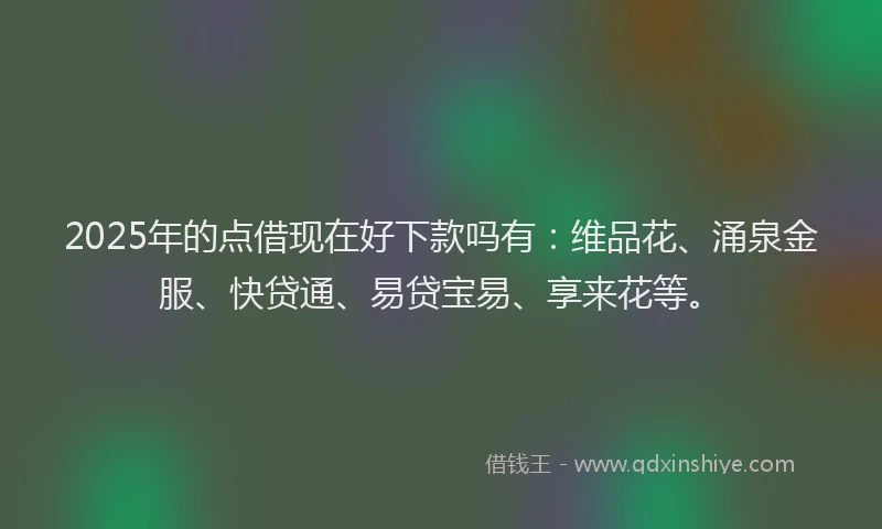 2025年的点借现在好下款吗有：维品花、涌泉金服、快贷通、易贷宝易、享来花等。