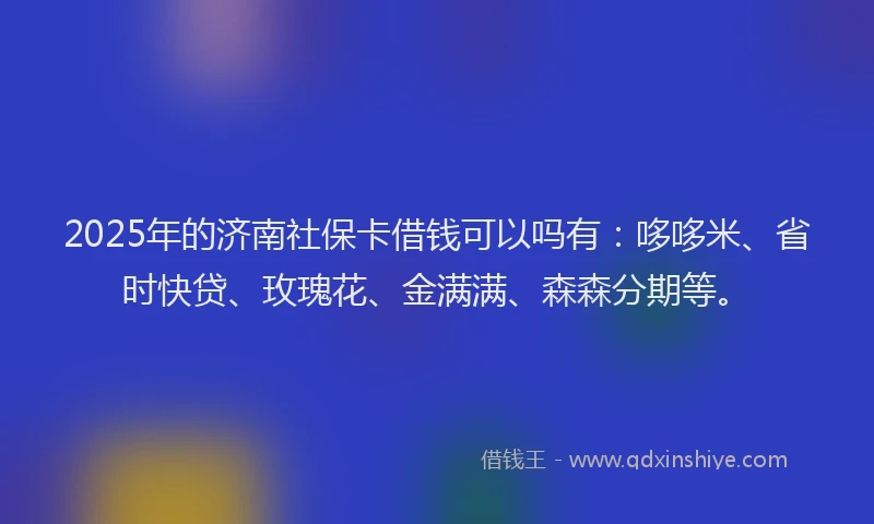 2025年的济南社保卡借钱可以吗有：哆哆米、省时快贷、玫瑰花、金满满、森森分期等。