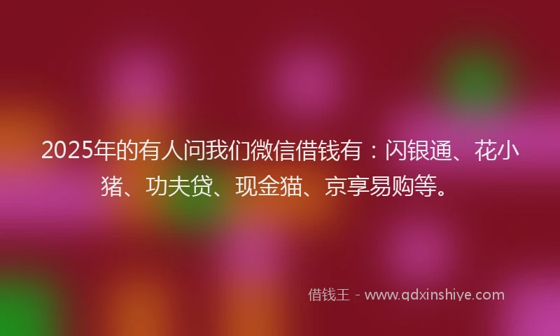 2025年的有人问我们微信借钱有：闪银通、花小猪、功夫贷、现金猫、京享易购等。
