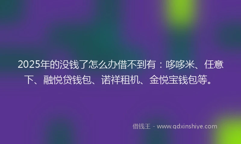 2025年的没钱了怎么办借不到有：哆哆米、任意下、融悦贷钱包、诺祥租机、金悦宝钱包等。