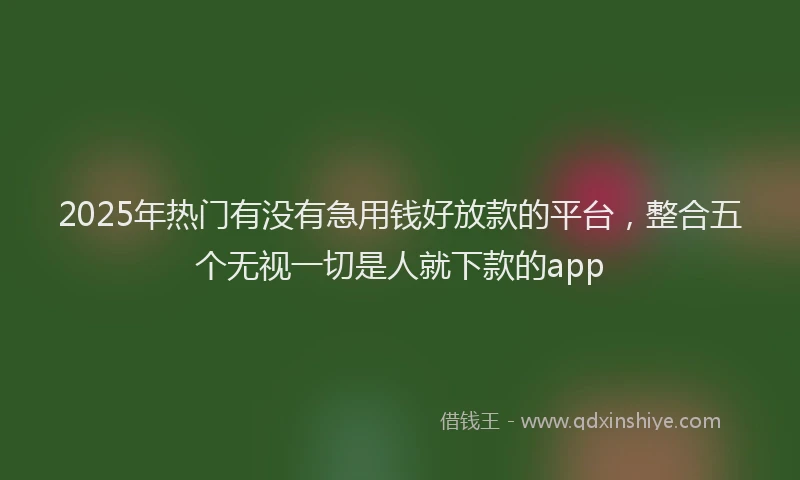 2025年热门有没有急用钱好放款的平台，整合五个无视一切是人就下款的app