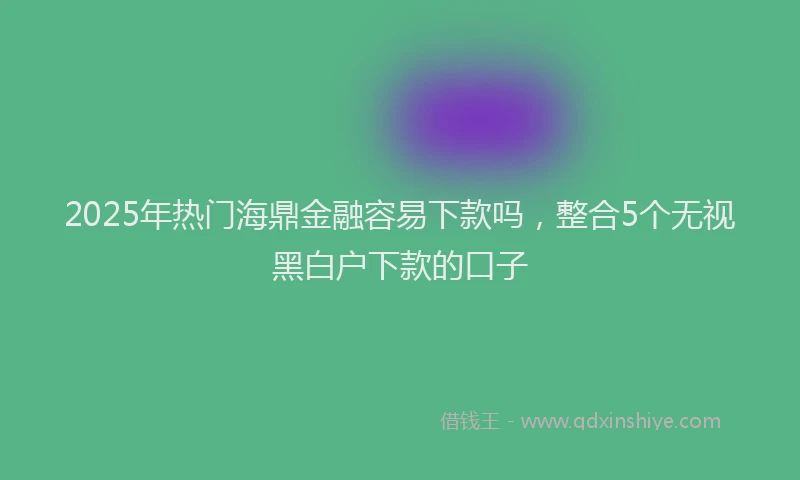 2025年热门海鼎金融容易下款吗，整合5个无视黑白户下款的口子