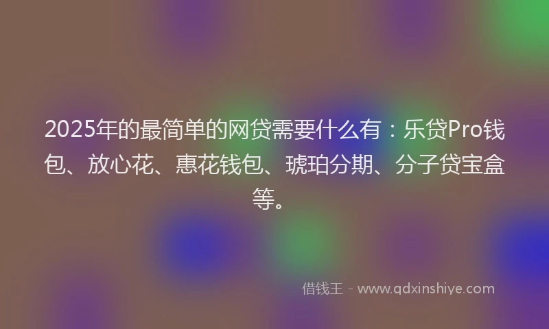 2025年的最简单的网贷需要什么有：乐贷Pro钱包、放心花、惠花钱包、琥珀分期、分子贷宝盒等。