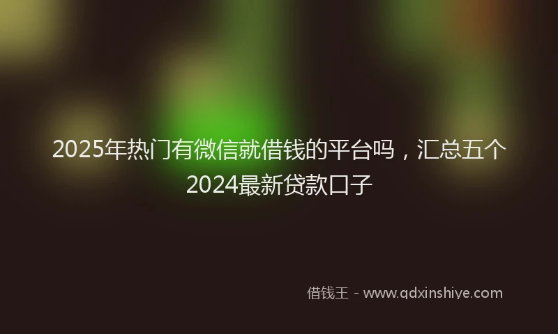 2025年热门有微信就借钱的平台吗，汇总五个2024最新贷款口子