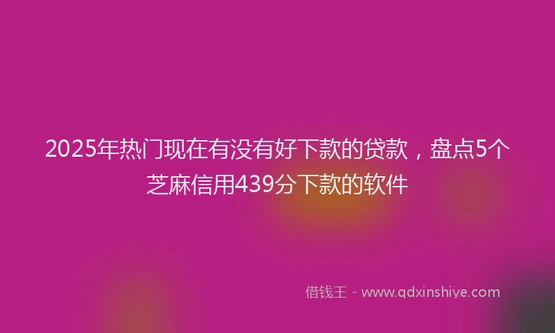 2025年热门现在有没有好下款的贷款，盘点5个芝麻信用439分下款的软件