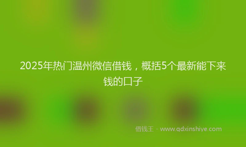 2025年热门温州微信借钱，概括5个最新能下来钱的口子