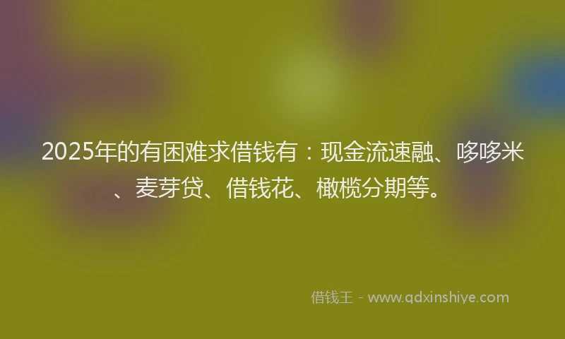 2025年的有困难求借钱有：现金流速融、哆哆米、麦芽贷、借钱花、橄榄分期等。