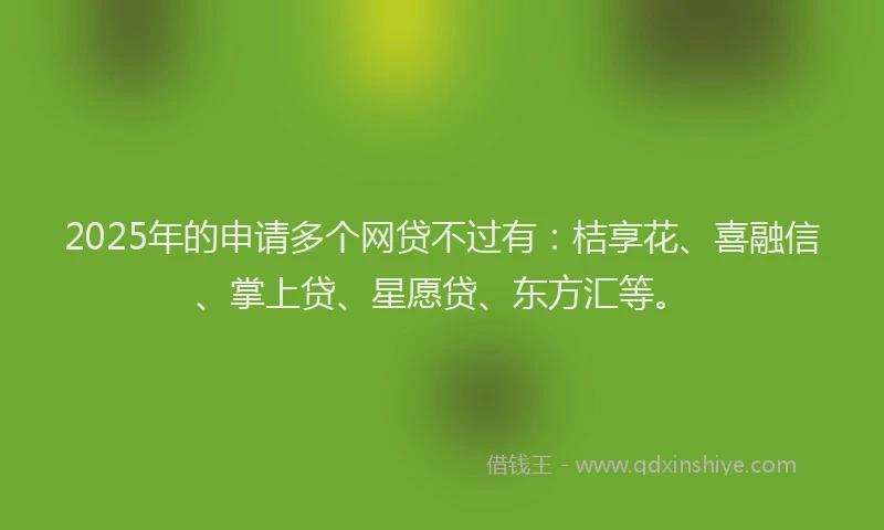 2025年的申请多个网贷不过有：桔享花、喜融信、掌上贷、星愿贷、东方汇等。