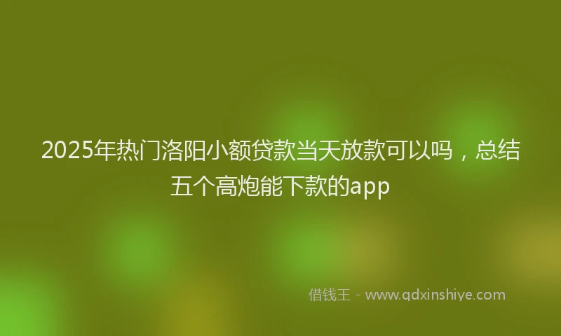 2025年热门洛阳小额贷款当天放款可以吗，总结五个高炮能下款的app