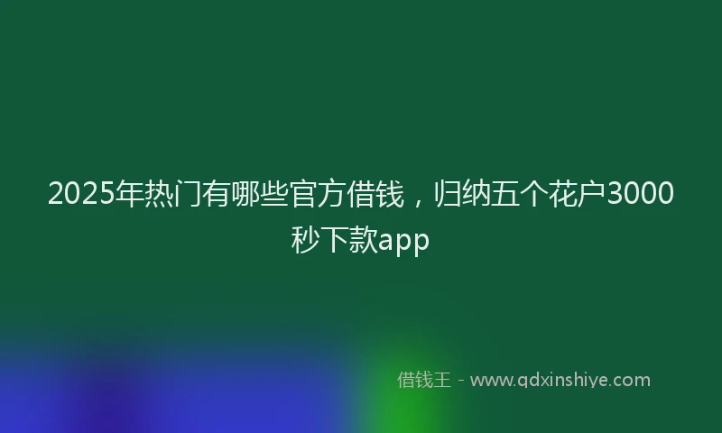 2025年热门有哪些官方借钱，归纳五个花户3000秒下款app