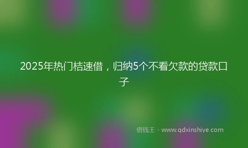 2025年热门桔速借，归纳5个不看欠款的贷款口子
