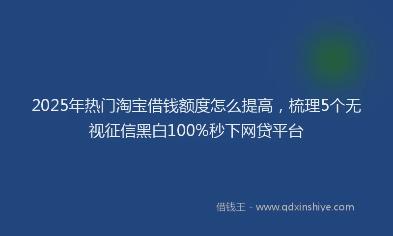 2025年热门淘宝借钱额度怎么提高，梳理5个无视征信黑白100%秒下网贷平台