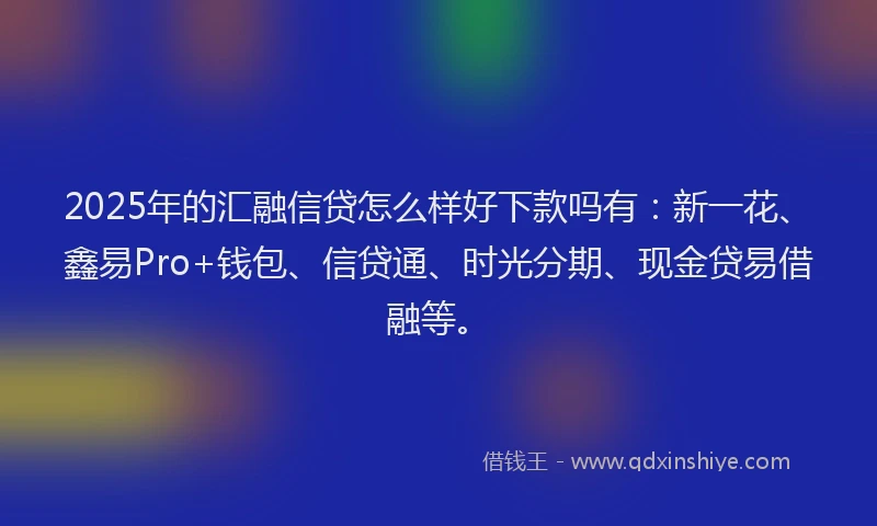 2025年的汇融信贷怎么样好下款吗有：新一花、鑫易Pro+钱包、信贷通、时光分期、现金贷易借融等。