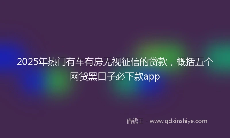 2025年热门有车有房无视征信的贷款，概括五个网贷黑口子必下款app