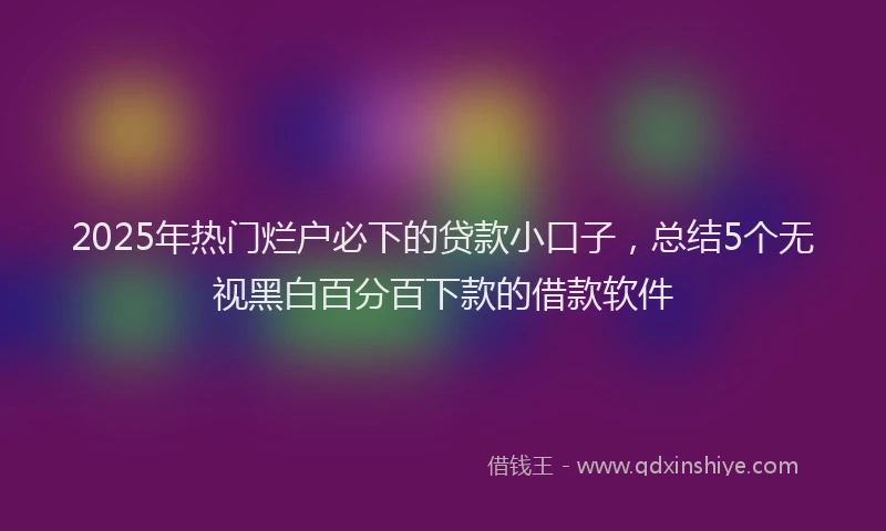 2025年热门烂户必下的贷款小口子，总结5个无视黑白百分百下款的借款软件
