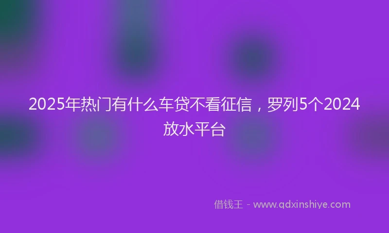 2025年热门有什么车贷不看征信，罗列5个2024放水平台
