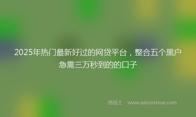 2025年热门最新好过的网贷平台，整合五个黑户急需三万秒到的的口子