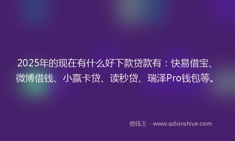 2025年的现在有什么好下款贷款有：快易借宝、微博借钱、小赢卡贷、读秒贷、瑞泽Pro钱包等。