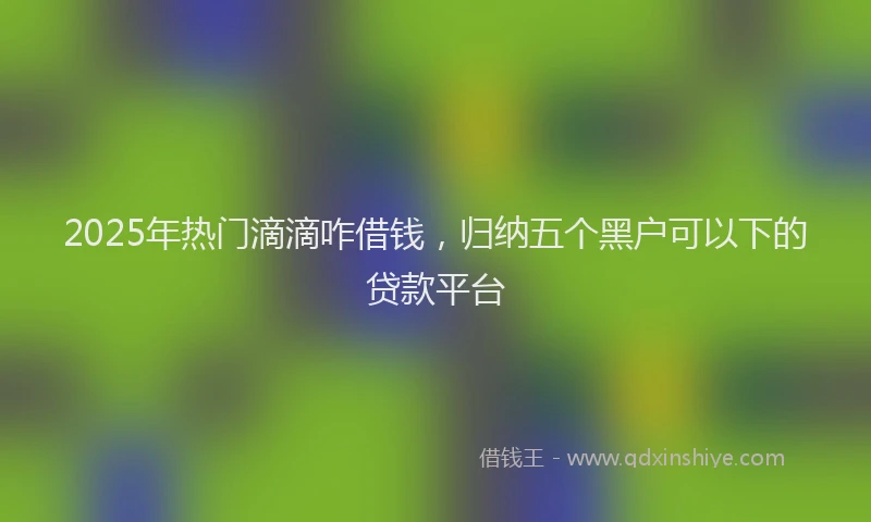 2025年热门滴滴咋借钱，归纳五个黑户可以下的贷款平台