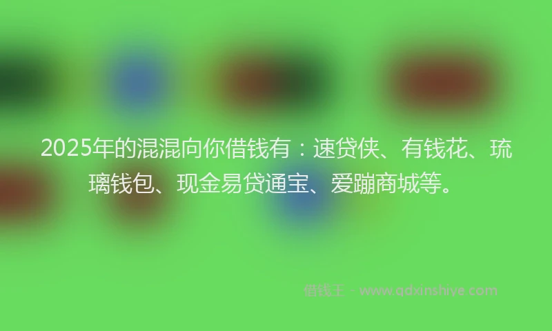 2025年的混混向你借钱有：速贷侠、有钱花、琉璃钱包、现金易贷通宝、爱蹦商城等。