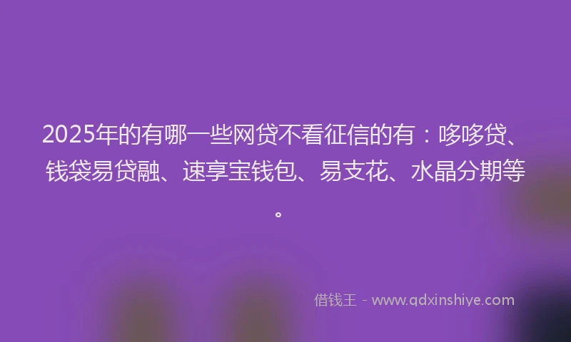 2025年的有哪一些网贷不看征信的有：哆哆贷、钱袋易贷融、速享宝钱包、易支花、水晶分期等。