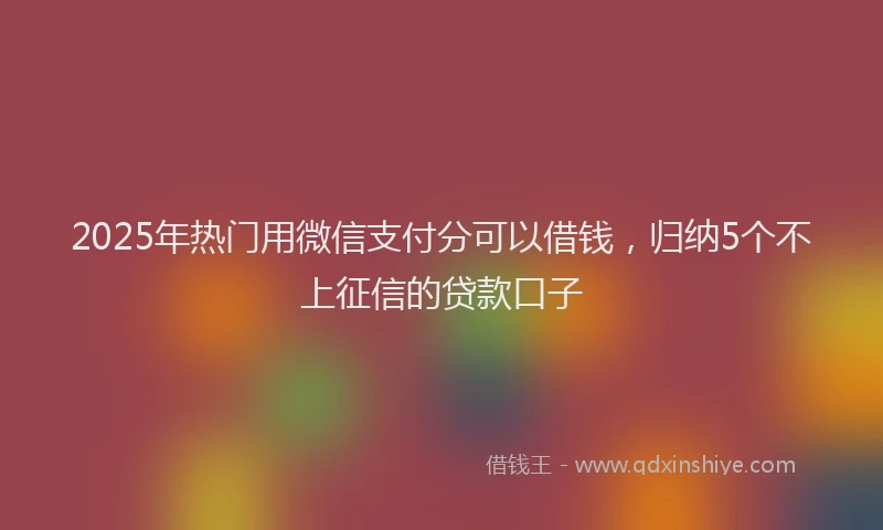 2025年热门用微信支付分可以借钱，归纳5个不上征信的贷款口子