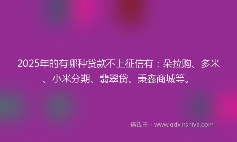 2025年的有哪种贷款不上征信有：朵拉购、多米、小米分期、翡翠贷、秉鑫商城等。