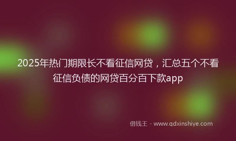 2025年热门期限长不看征信网贷，汇总五个不看征信负债的网贷百分百下款app