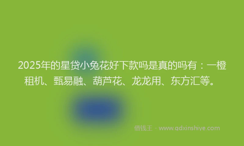 2025年的星贷小兔花好下款吗是真的吗有：一橙租机、甄易融、葫芦花、龙龙用、东方汇等。